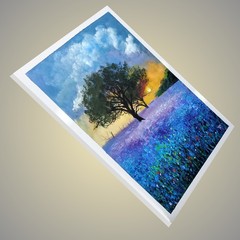 YARY DLUHOS Wildflower Bluebonnet Landscape Sunrise Original Art Oil Painting