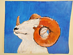 The Happy Ram (painting) Your Aires Zodiac Friend Blue white orange canvas acryl