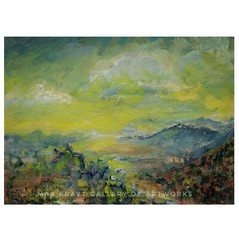 Blue Ridge Mountain Painting Trail Cloudy landscape signed Dated Impressionism