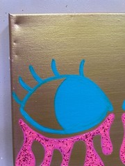 AS IS! Original Kayla Braden “Tears of Glitter” Acrylic Eye Painting on Canvas