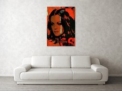 Motif Romy Schneider vintage orange exclusive XXL acrylic glass pictures 100×140 cm
