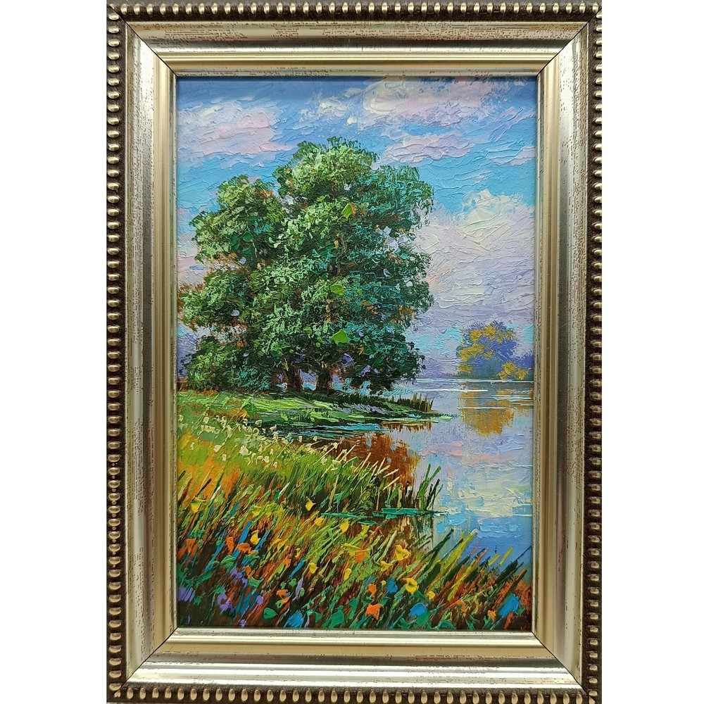 Summer Nature Oil Painting Original Art Rural Landscape 4 x 6 in