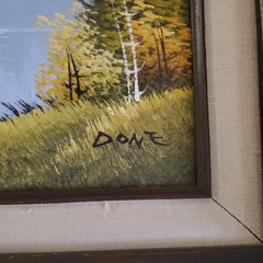 Signed Original Oil Paint On Canvas Wood Frame Mountain Trees Wilderness