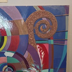 Abstract Painting On Board Mixed Media Geometric Celtic Modern 1994 Large 58×41