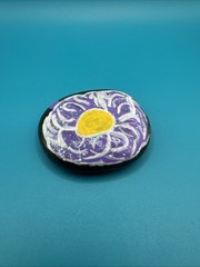 Hand Painted Rock Spring Green Purple Easter Flower Spring Gift Home Decor