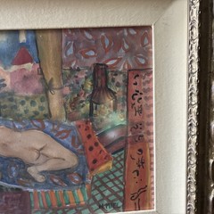 Original Natalie Miel Impressionist Watercolor Painting Signed Framed French