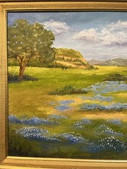 PW Hickman-LG Oil Painting-Beautiful Bluebonnet Hill Country Landscape