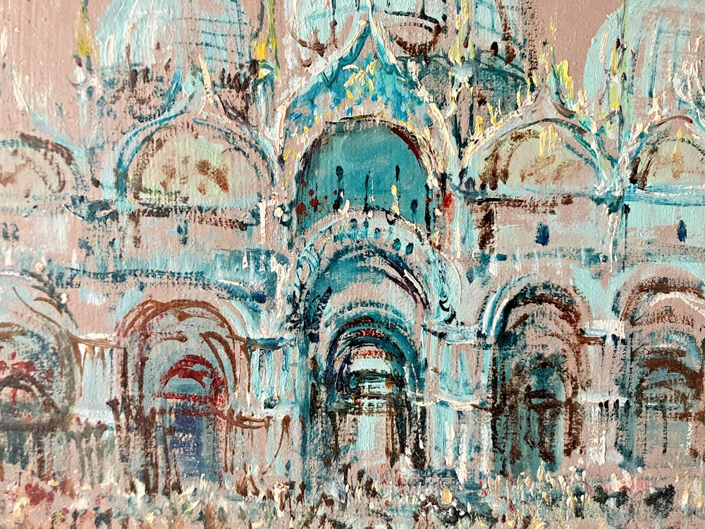 Mid Century Italian Painting Venice San Marco