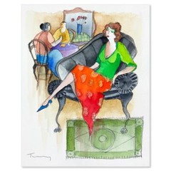 Itzchak Tarkay (1935-2012) Original Watercolor Painting on Paper Hand Signed