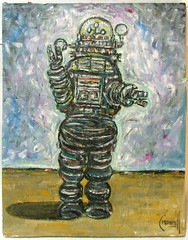 Robot ROBBIE forbidden planet sci-fi NEW 8×10 canvas painting signed CROWELL