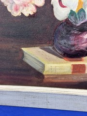 for rockme222 C.1965 Oil on Canvas Stretcher STILL LIFE 20×16 Hazel Wellington