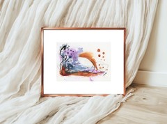 Chaos Reigns 1, Abstract Original Painting Purple, 5×7 Inch Unframed AMBER K