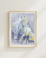 OSKI Lavender Horse Gallop 11×14 Canvas Fine Art Original Expressionism Painting