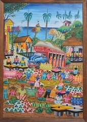 JEANTY JN ROBERT-Haitian Artist-Original Signed Acrylic-Haitian Village Scene