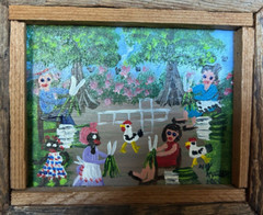 1989 May Kugler American Folk Art Acrylic Painting „Every Day Living“