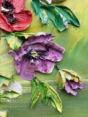 Unknown Expressionist Flower Still Life Oil Painting Impasto Vintage 59X49Cm
