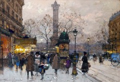 The Bastille Paris Painting by Eugene Galien Laloue Reproduction