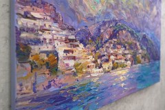 Amalfi coast Original Oil Painting Impasto Italian Seascape by S Chernyakovsky