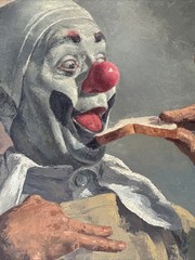 Famous Clown Painting By Veres Mid Century Portrait Circus MARGO CLARK VINTAGE