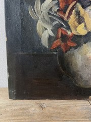1935 Japanese Antique Flower Still Life Oil Painting Antique Art Decro