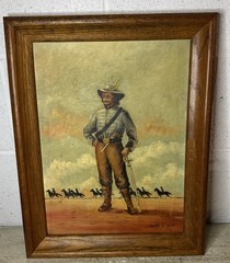Bette G Elliot Watercolor Painting On Board Civil War Southern Rebel Soldier