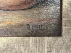 Original Alice Miller Oil Painting Still Life Whiskey Jug Crock & Indian Pottery