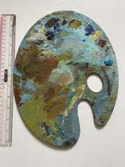 Wood artist paint palette painted Oil Paint