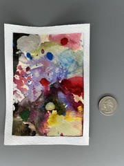 Small Abstract Art 6”x4” Original Watercolor Painting Dreamscape 3 by Miss Rina