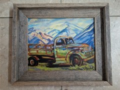 SHARI UBECHEL Original Acrylic Painting “Magic Truck” Taos NM Artist