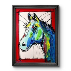 Aleph Original Art Horse 16×12 Abstract Expressionist Original Painting Canvas