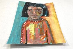 Original Portrait Painting 9×12 Grungy Artsy Expressive Woman Wall Art Miz Katie