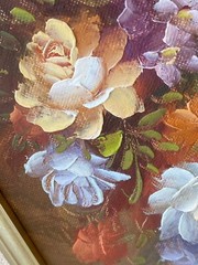Robert Cox Oil on Board Painting Still Life Flowers in Vase Ornate Frame Signed