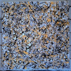Original Abstract Action Painting jackson pollock style signed art Canvas