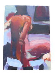 Woman in Bath Nude Back Study 70×50 Acrylic Picture LW Modern Expressive Painting