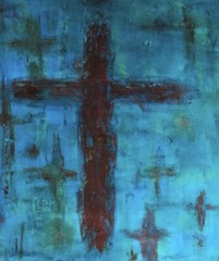 “ Cross”painting on canvas 72” X 60” Acrylic, Abstract, POP Art, giant.