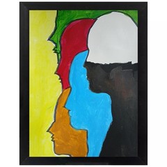 ABSTRACT /EXPRESSIONISM 9×12 Colorful Profiles Modern Street ART Painting
