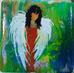 Wholesale Lot of 10 Angels Light Beings on Ceramic Tile Magnet Art by Rain Crow