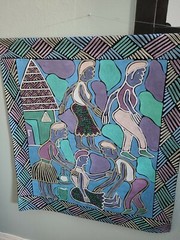 Hand Painted Sadza Painting 32.5×29.5 Signed V. Chitsike