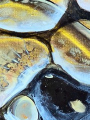 Sea Abstract Acrylic Picture 10x20cm Stones Beach Painting on Canvas