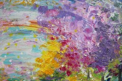 Original Painting 36×24 Colorful Landscape Canvas Art Spring Awakening