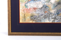 Mid Century Abstract Landscape Watercolor Painting On Rice Paper Signed G. Debo