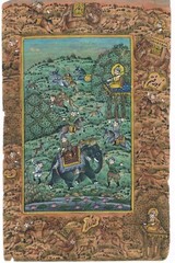 Indian Miniature Painting Of Emperor Shooting The Wild Animals 4×6.5 Inches