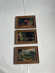 Lot of 3 Vintage Paul Detlefsen Framed Prints Aaron Bros MCM Americana