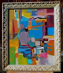 Abstract Expressionist Painting Mid Century Style Modernist After