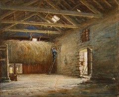 Tom Whitehead – Mid 20th Century Watercolour, In the Hay Barn