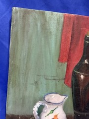 C.1965 Oil on Canvas & Stretcher ~ STILL LIFE ~ Gladys Wellington, Somerville MA