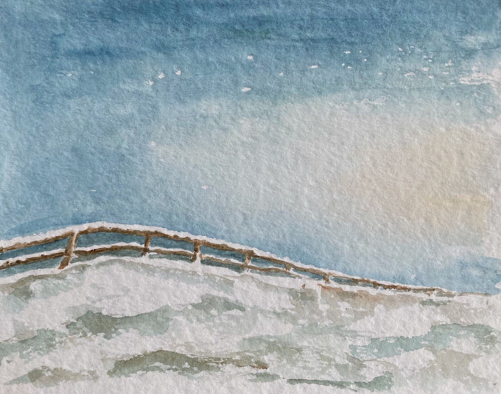 Unknown Naturalist Winter Landscape Sweden Scandinavia Watercolor 22.5×17.5