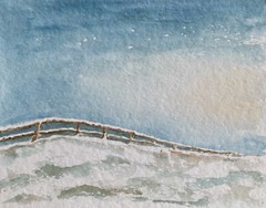 Unknown Naturalist Winter Landscape Sweden Scandinavia Watercolor 22.5×17.5