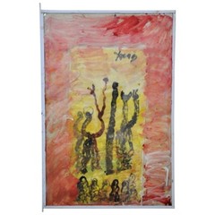 Original Mixed-Media Painting by Purvis Young, Untitled c. 1990 Folk Street Art