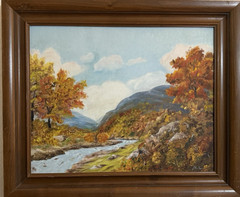 Vintage M.L. Original Signed Landscape River Oil Painting Texas Hill Country